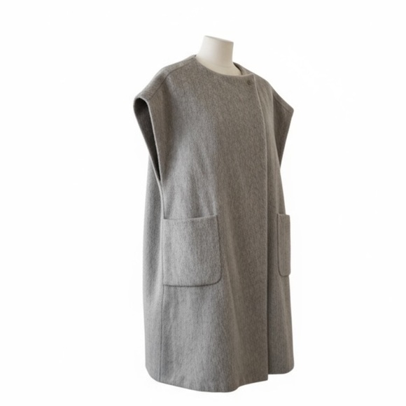 Anna Seravalli Grey/Tan Two-Tone Coat Vest - Picture 1 of 9